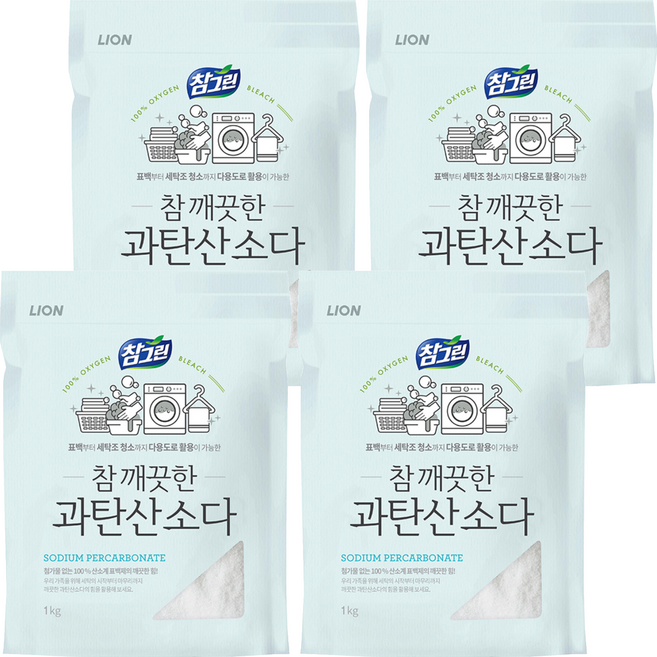 참그린 참 깨끗한 과탄산소다 주방세제 파우치, 1kg, 4개