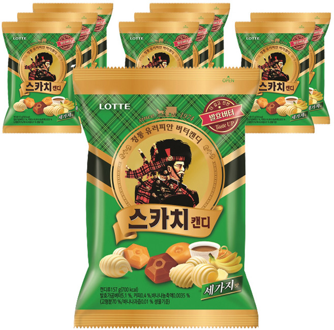 롯데웰푸드 스카치 세가지맛, 157g, 9개