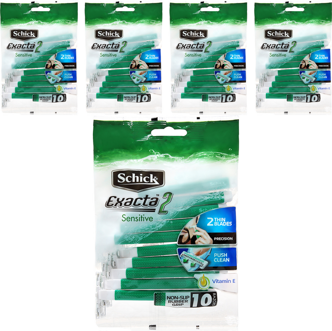 쉬크 이그젝타 2 센서티브 일회용 면도기, 10개입, 5개