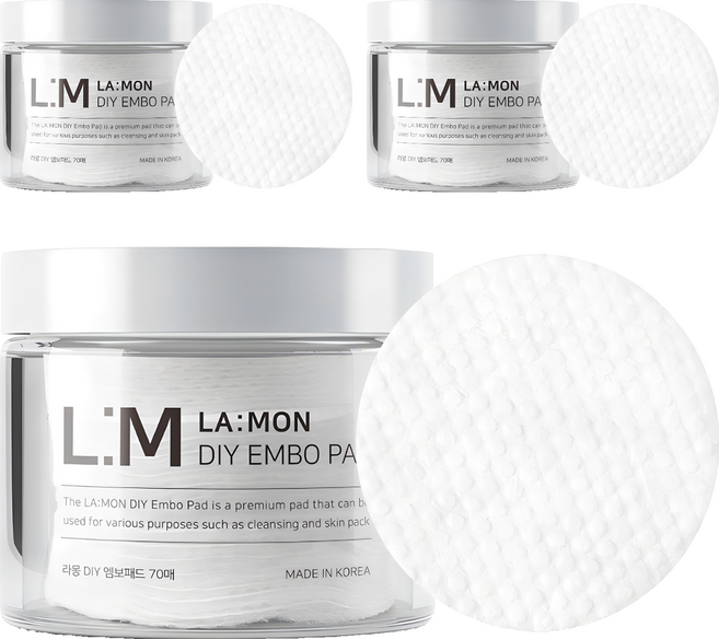 라몽 DIY 엠보싱 메이크업 패드, 70개입, 3개