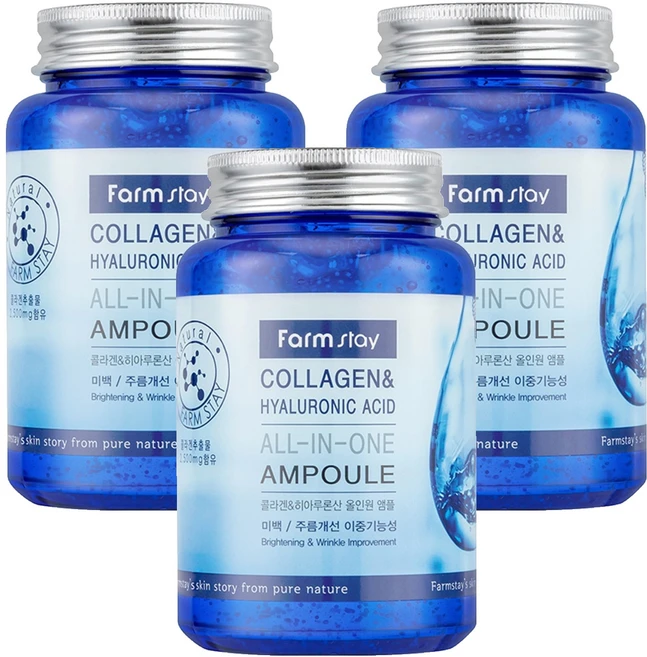 팜스테이 콜라겐 & 히아루론산 올인원 앰플, 250ml, 3개 - 쿠팡