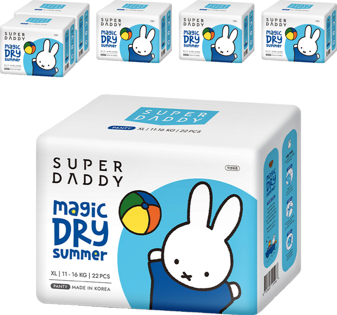 슈퍼대디 미피 썸머 팬티형 기저귀, 특대형(XL), 132매