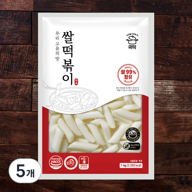 쿡탁 우리 고유의 맛 쌀떡볶이, 1kg, 5개