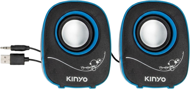 Kinyo 夜精靈 USB迷你喇叭2入組 85 x 75 x 108mm 260g, US-170, 黑色 + 藍色
