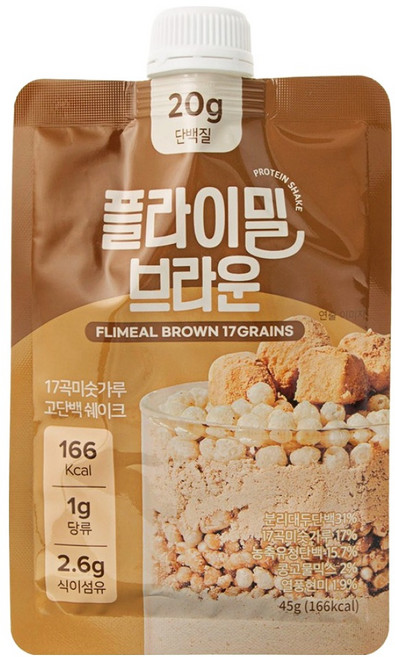 플라이밀 단백질 쉐이크 파우치 브라운, 45g, 7개