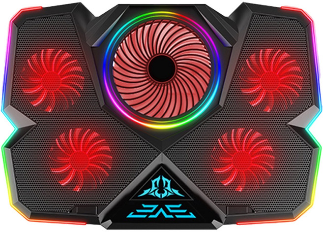 e-kit 逸奇 彩光五風扇筆電扇熱墊, 紅色款 黑色, 1個