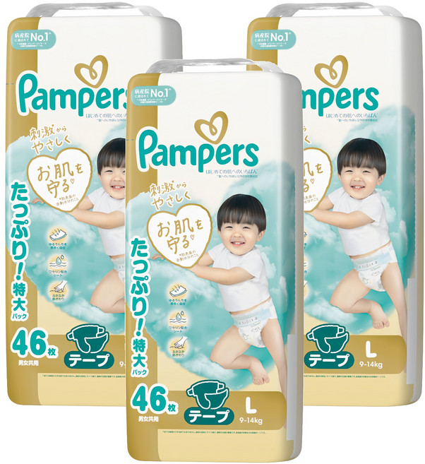Pampers 幫寶適 日本境內版 黏貼型尿布 9~14kg, L, 138片