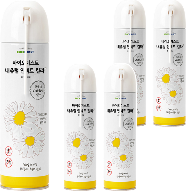 바이오미스트 내츄럴 인섹트 킬라 홈 에어로솔 살충제 스탠다드 무향, 500ml, 5개