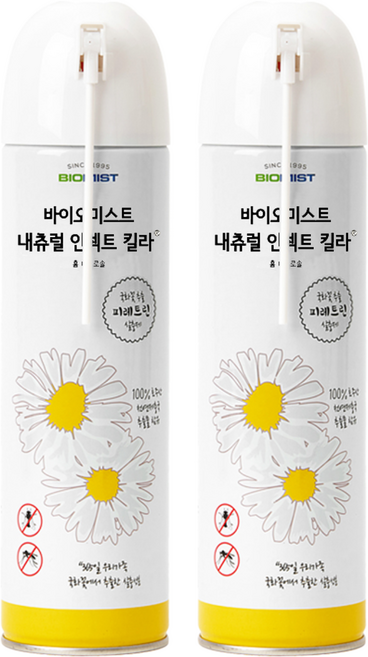 바이오미스트 내츄럴 인섹트 킬라 홈 에어로솔 살충제 스탠다드 무향, 500ml, 2개