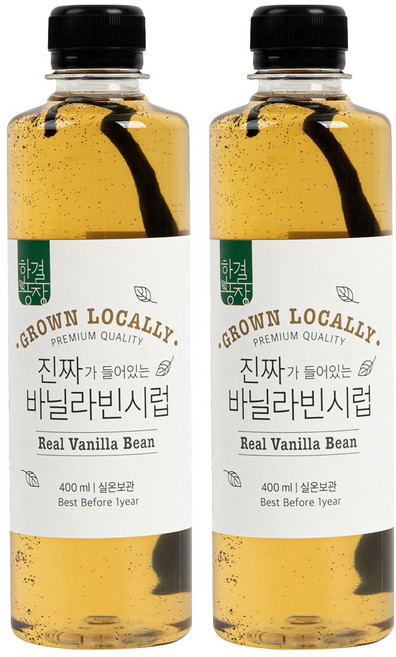 홈카페시럽 한결농장 진짜가 들어있는 바닐라빈시럽, 400ml, 2개