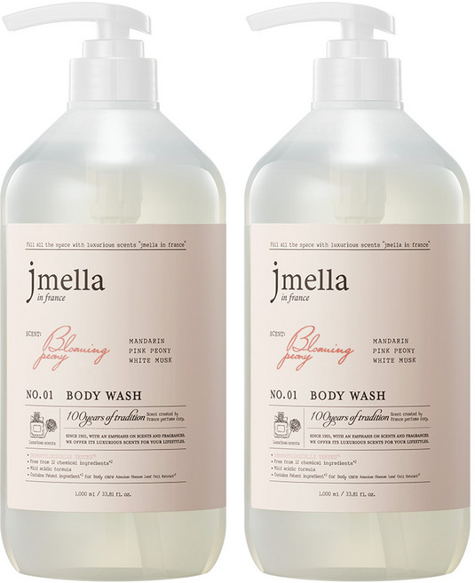 제이멜라 인 프랑스 블루밍 피오니 바디 워시 러블리 플로럴향, 1L, 2개
