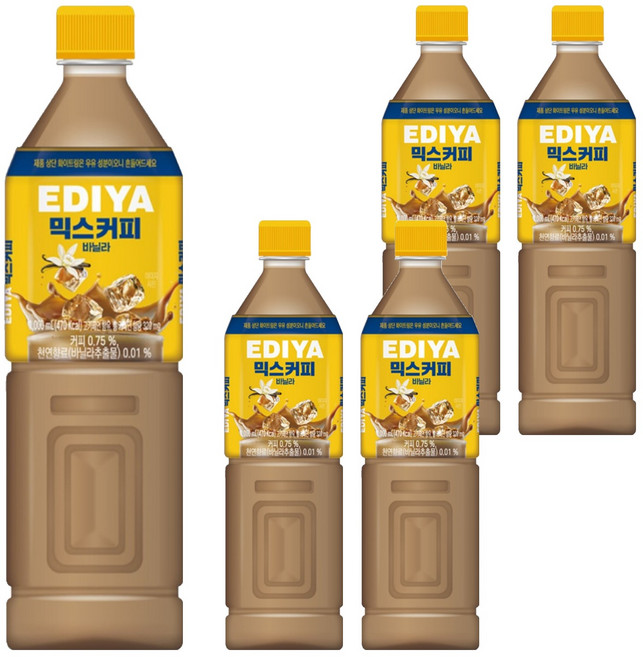 EDIYA COFFEE 混合咖啡 香草風味, 5瓶, 1L