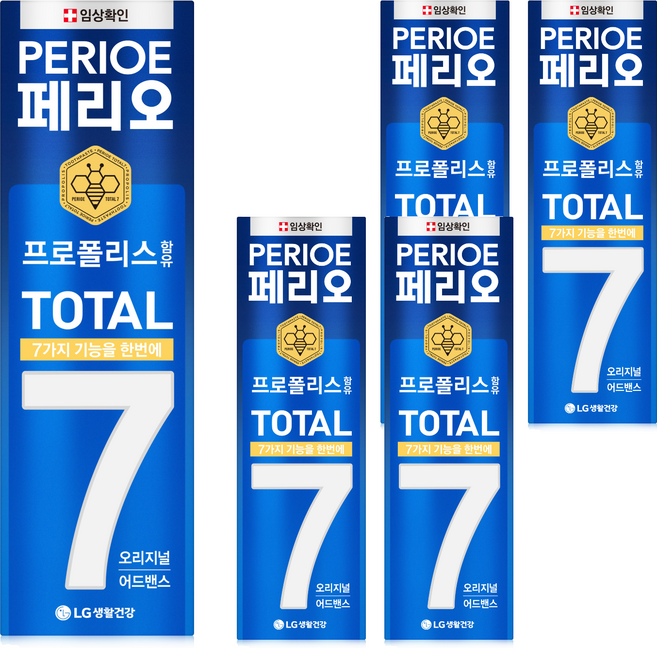페리오 토탈7 오리지널 어드밴스 치약, 140g, 5개