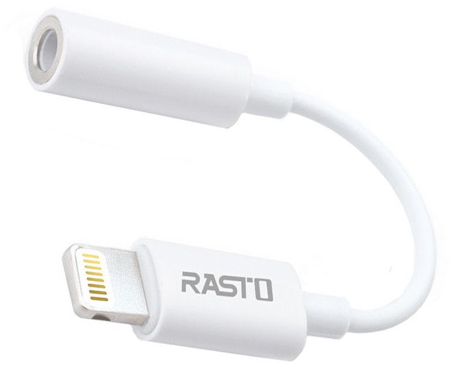 RASTO RX25 Lightning 轉3.5mm轉接線, 11cm, 白色, 1盒