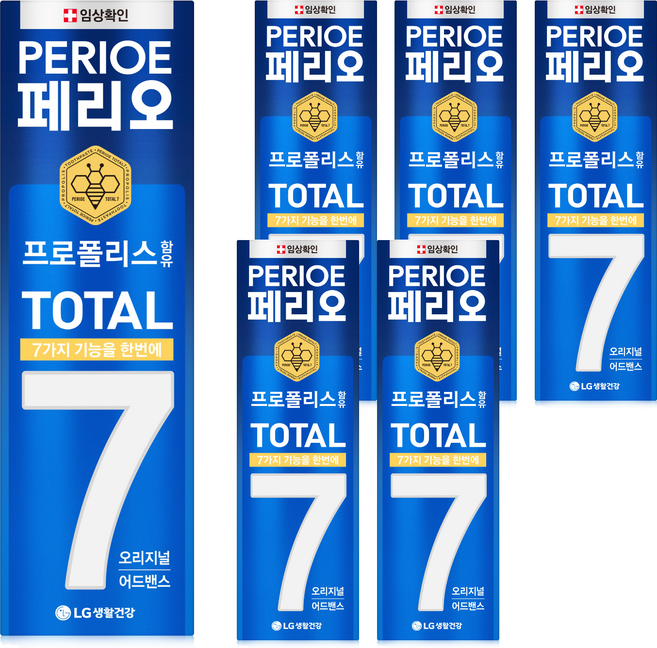 페리오 토탈7 오리지널 어드밴스 치약, 140g, 6개