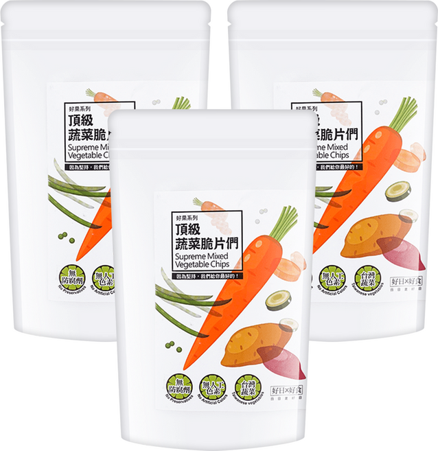 好日好食 好果系列 頂級蔬菜脆片們, 65g, 3包