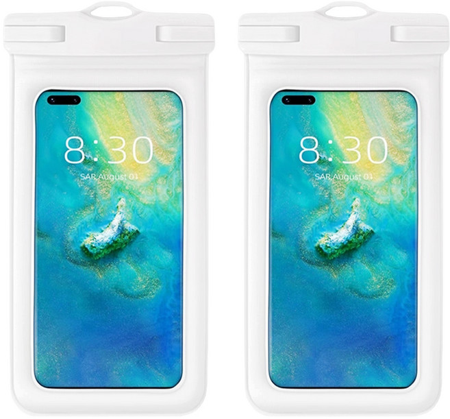 Neon 台灣霓虹 透明觸控手機防水袋, 白色, 2個