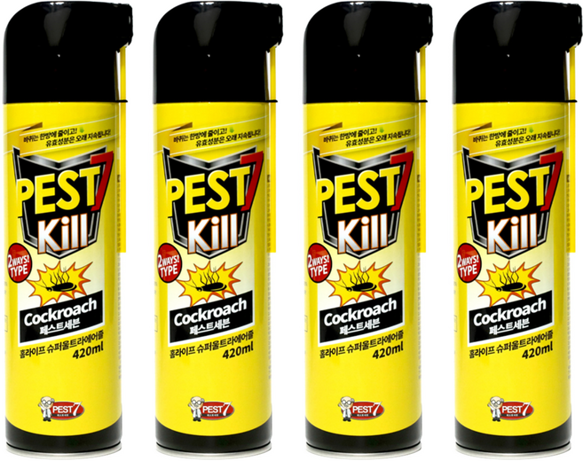 페스트세븐 홈라이프 슈퍼울트라 에어졸 바퀴벌레 살충제, 420ml, 4개