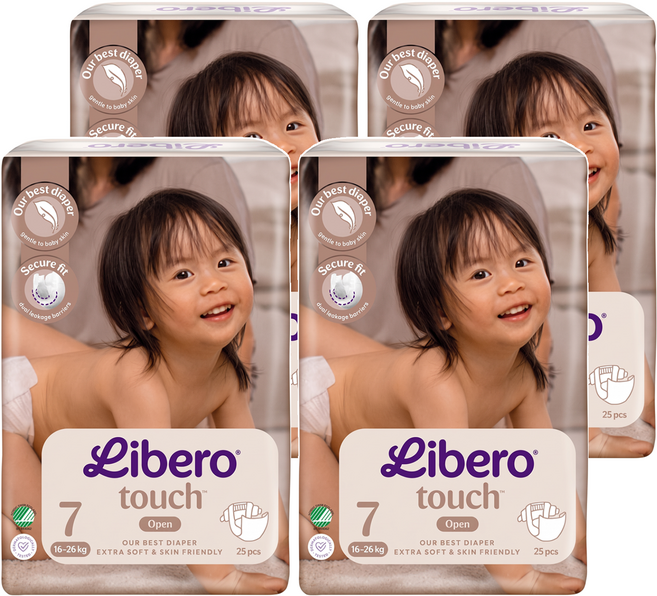 Libero 麗貝樂 嬰兒紙尿褲 touch 7號 16~26kg, 第7階段, 100片