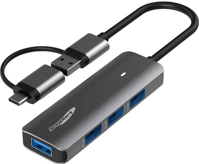 애니포트 4포트 C타입 USB 3.0 4 in 2 노트북 맥북 멀티허브 AP-TC41UH, 블랙, 1개