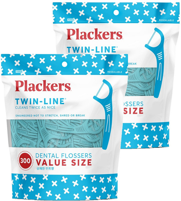 플랙커스 트윈 라인 치실, 300개입, 2개