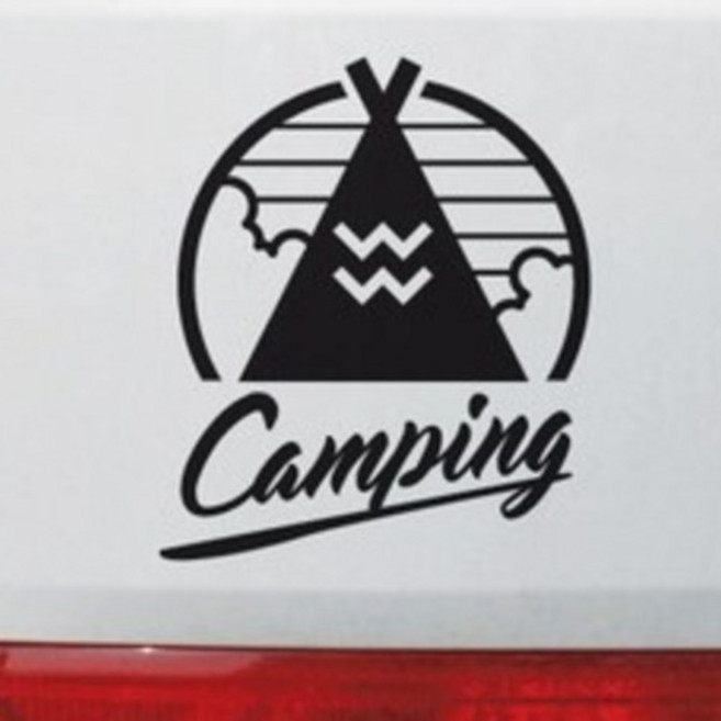 크레코 엔조이캠핑 마크 자동차 스티커, 블랙, 1개