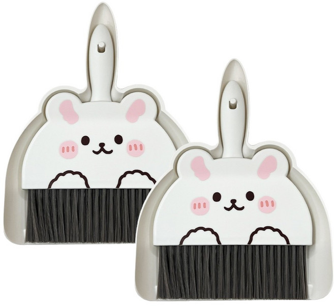 데일드 캐릭터 미니 빗자루 + 쓰레받이 세트, 토끼, 2세트