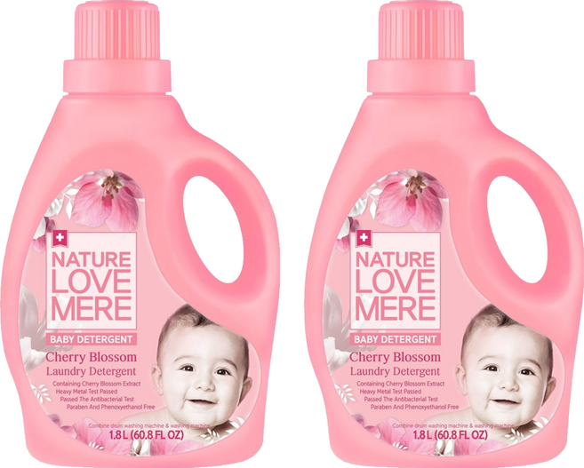 네이쳐러브메레 유아 세탁세제 체리블라썸 용기형, 1.8L, 2개