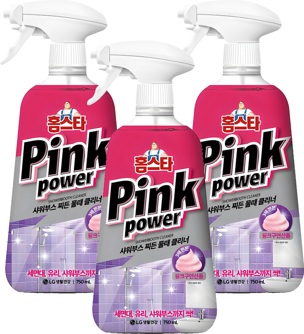 홈스타 핑크파워 샤워부스 찌든 물때 클리너, 750ml, 3개