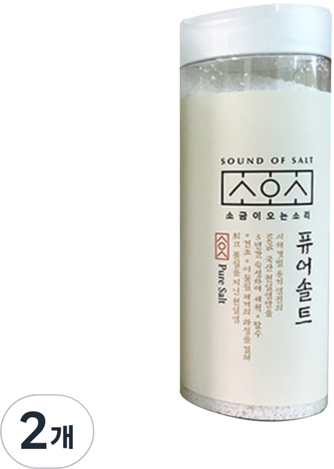 소금이오는소리 3년묵은 씻어나온 천일염, 200g, 2개