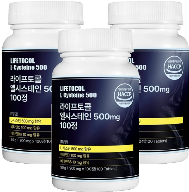 라이프토콜 엘시스테인 500mg, 100정, 3개 - 쿠팡