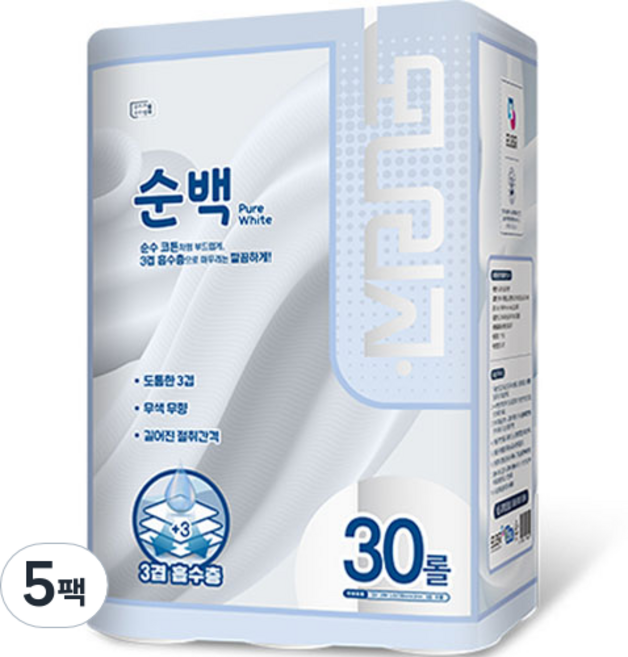 모나리자 순백 화장지, 28m, 30롤, 5개