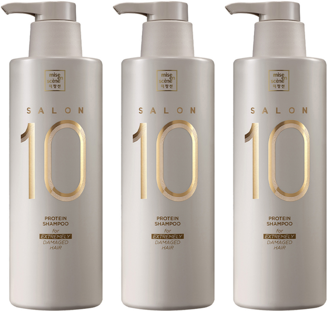 미쟝센 살롱 10 단백질 샴푸 극손상 모발용, 500ml, 3개