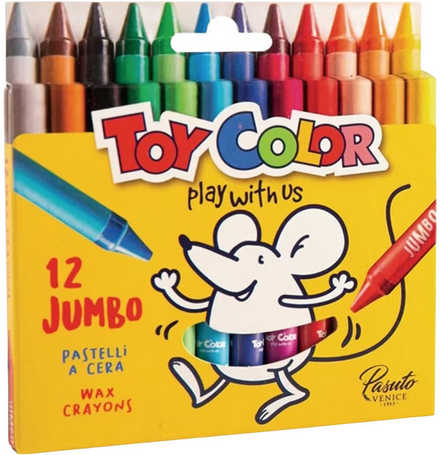 TOY COLOR 胖胖無毒安全油蠟筆 3歲以上, 12支, 12色