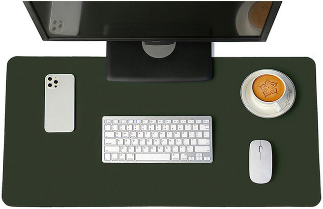 하이어데코 데스크 매트 가죽 논슬립 와이드 대형 마우스 장패드, 다크그린