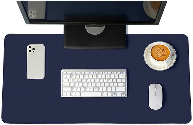 하이어데코 데스크 매트 가죽 논슬립 와이드 대형 마우스 장패드, 딥블루