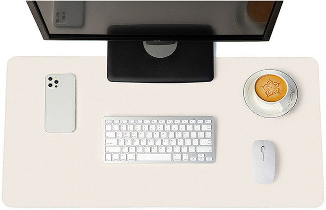 하이어데코 데스크 매트 가죽 논슬립 와이드 대형 마우스 장패드, 아이보리