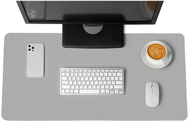 하이어데코 데스크 매트 가죽 논슬립 와이드 대형 마우스 장패드, 연그레이