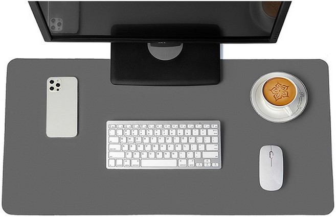 하이어데코 데스크 매트 가죽 논슬립 와이드 대형 마우스 장패드, 진그레이