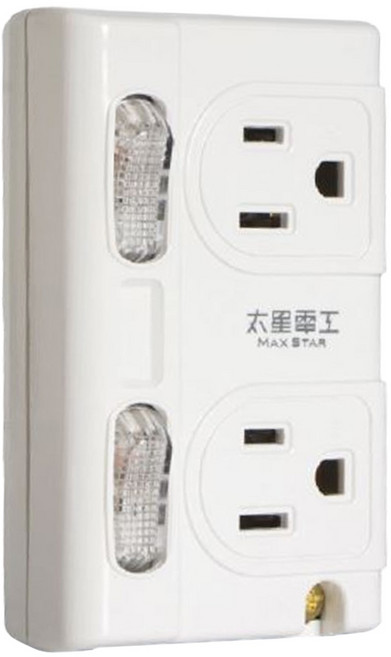MAX STAR 太星電工 大間距3P 2開2插分接式插座 白色, 1個