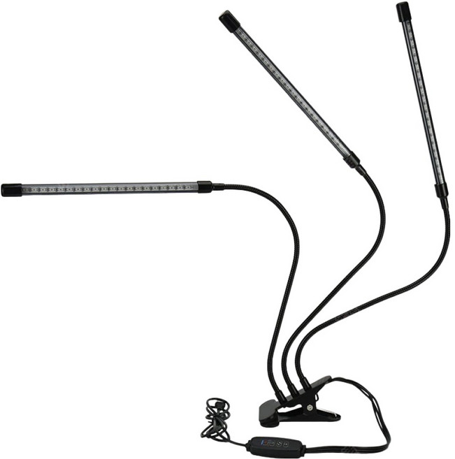 LED夾式全光譜植物燈, 三頭款 黑色