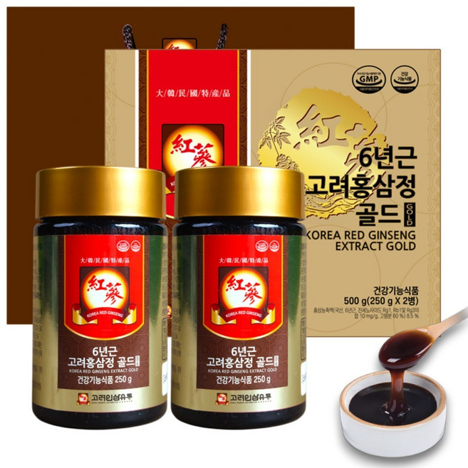 고려인삼유통 6년근 고려홍삼정 골드 + 쇼핑백, 500g, 1개