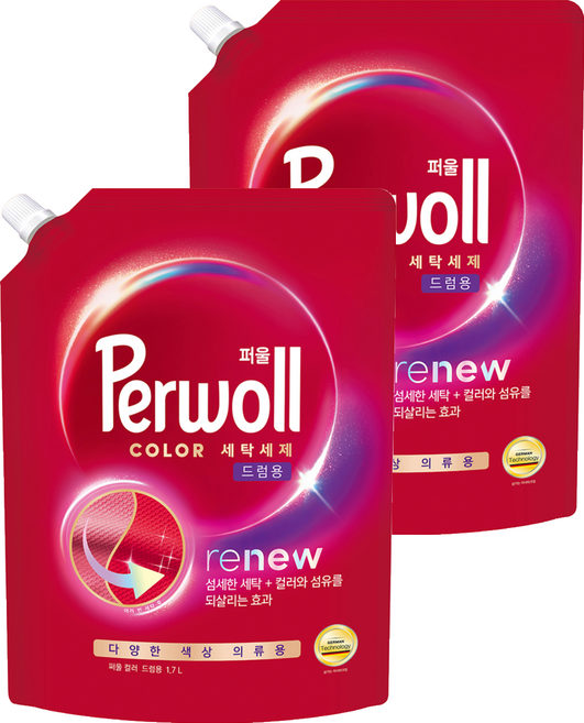 퍼울 드럼용 액상세제 컬러 리필, 1.7L, 2개