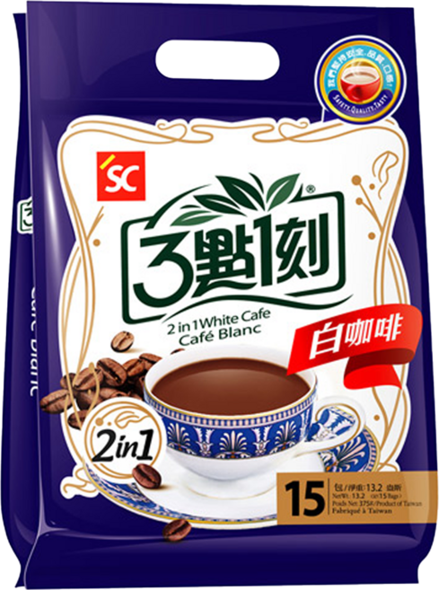 3點1刻 2合1白咖啡, 25g, 15包, 1袋