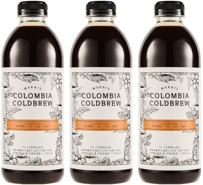 마르니스 콜롬비아 콜드브루 원액, 1L, 1개입, 3개