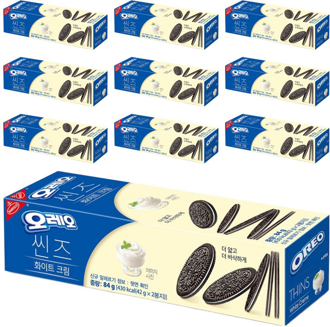 오레오 씬즈 화이트 크림, 84g, 10개