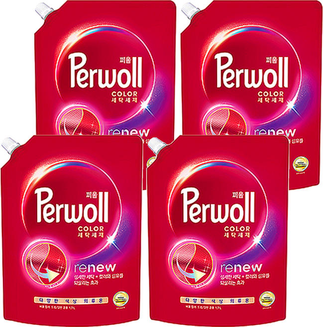 퍼울 컬러 세탁세제 리필, 1.7L, 4개