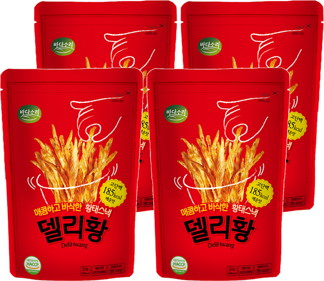 바다소리 델리황 황태스낵 매운맛, 50g, 4개