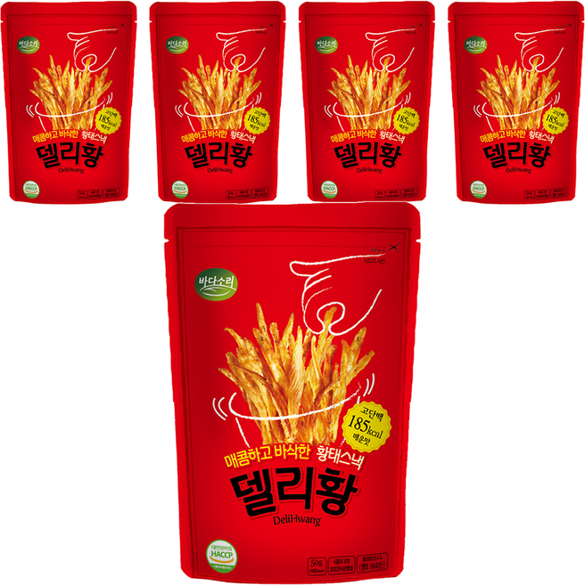 바다소리 델리황 매운맛 황태스낵, 50g, 5개