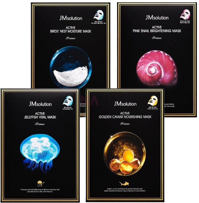 JMsolution 肌司研 黃金魚子精華面膜30ml + 保濕面膜30ml + 水母精華面膜33ml + 蝸牛嫩白面膜30ml, 40片, 1組